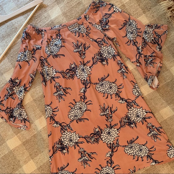 Wrapper Tops - ‘Wrapper’ Floral Bell Sleeve Tunic/Dress